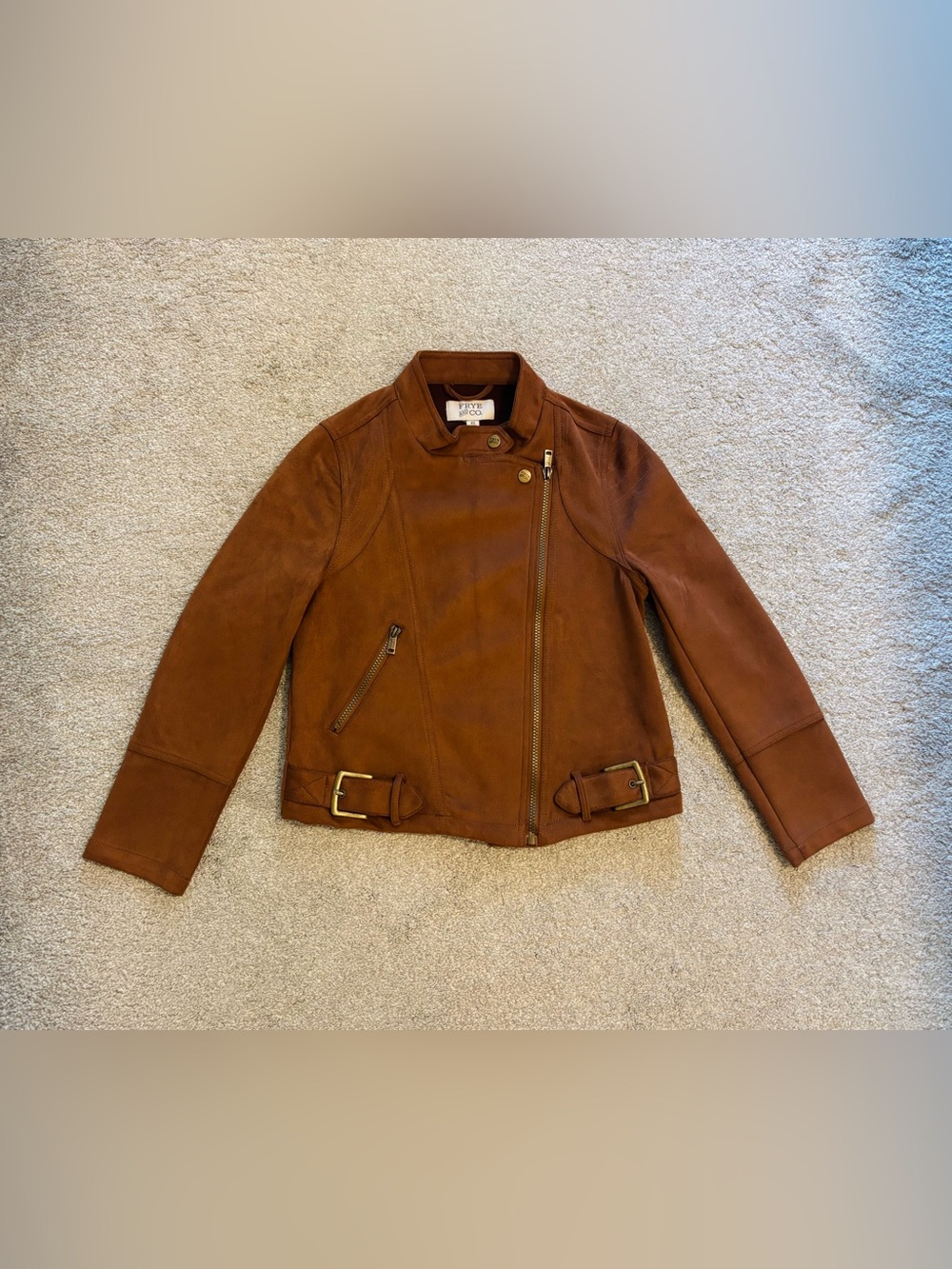 Women’s XS Frye & Co. Brown Leather Moto Jacket